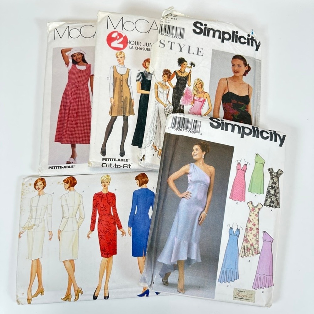 VTG LOT 5 90s Sewing Patterns UNCUT Simplicity McCalls Butterick Dress Jumper